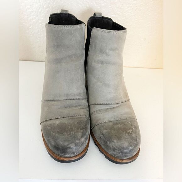 Sorel Lea Wedge Boots Joan of Arctic Chelsea Taupe Grey Tan and Black 8.5 - Picture 3 of 15